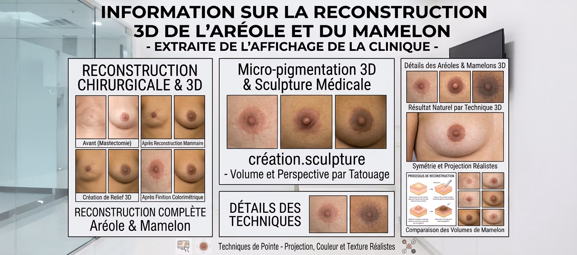 Reconstruction 3D de l’aréole et du mamelon à Laval.